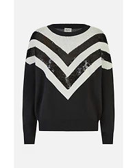 Yumi Women's Sequin Embellished Knitted Jumper