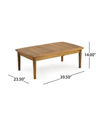 Flynama Minimalistic Acacia Wood Patio Loveseat and Coffee Table Set with Cushion for Garden Backyard Porch Poolside