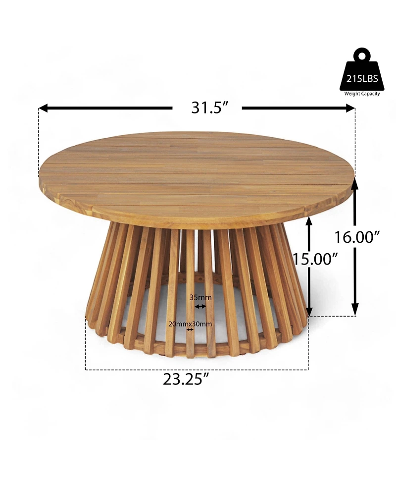 Flynama Weather Resistant Wicker Patio Conversation Set with Acacia Wood Coffee Table Water Resistant Thick Beige Cushions for Garden Patio Deck