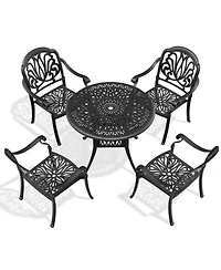 Clihome 5-Piece Cast Aluminum Patio Furniture Set with Random Color Cushions