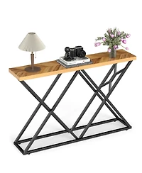 Sugift Console Table with Solid Metal Frame and Storage Shelf