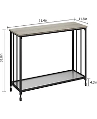 gaomon Industrial Console Table, Behind Couch Table with Glass Shelf, Narrow Metal Frame Hallway Table, Entryway, Living, Bedroom