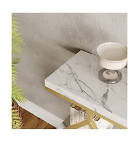 gaomon Entryway Table with Diamond Metal Frame, Marble Console with Open Shelf Storage, Adjustable Feet