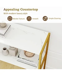 Sugift Two Tier Entryway Console Table with Wood Shelves and Frame