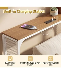Sugift Narrow Console Table with Built In Power Outlet for Small Spaces