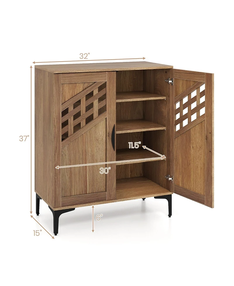 Sugift Farmhouse Shoe Storage Cabinet with Shelves and Metal Legs