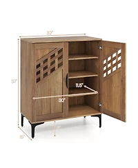 Sugift Farmhouse Shoe Storage Cabinet with Shelves and Metal Legs