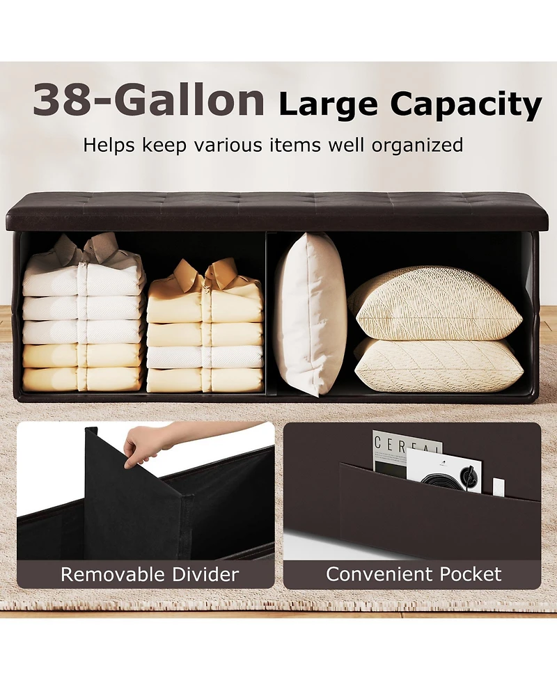 Sugift Folding Storage Ottoman Bench for End of Bed Seating