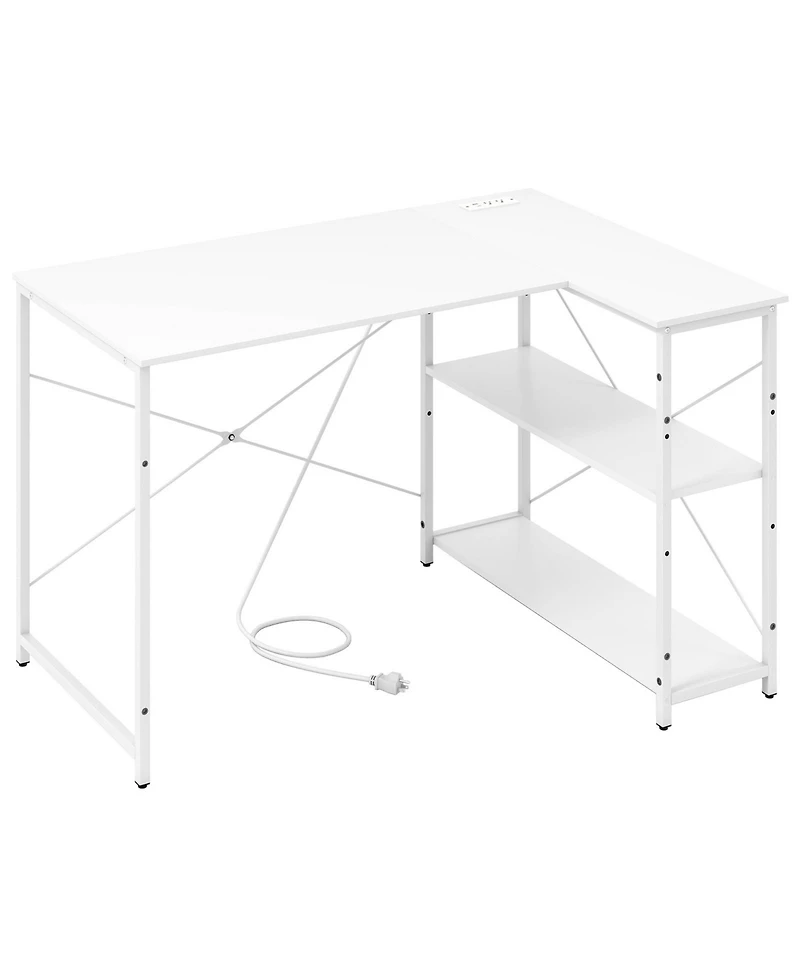 Sugift 47 in Reversible L Shaped Corner Desk with Adjustable Shelves