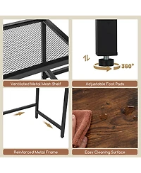 Sugift Two Person Computer Desk with Power Outlet and Printer Stand