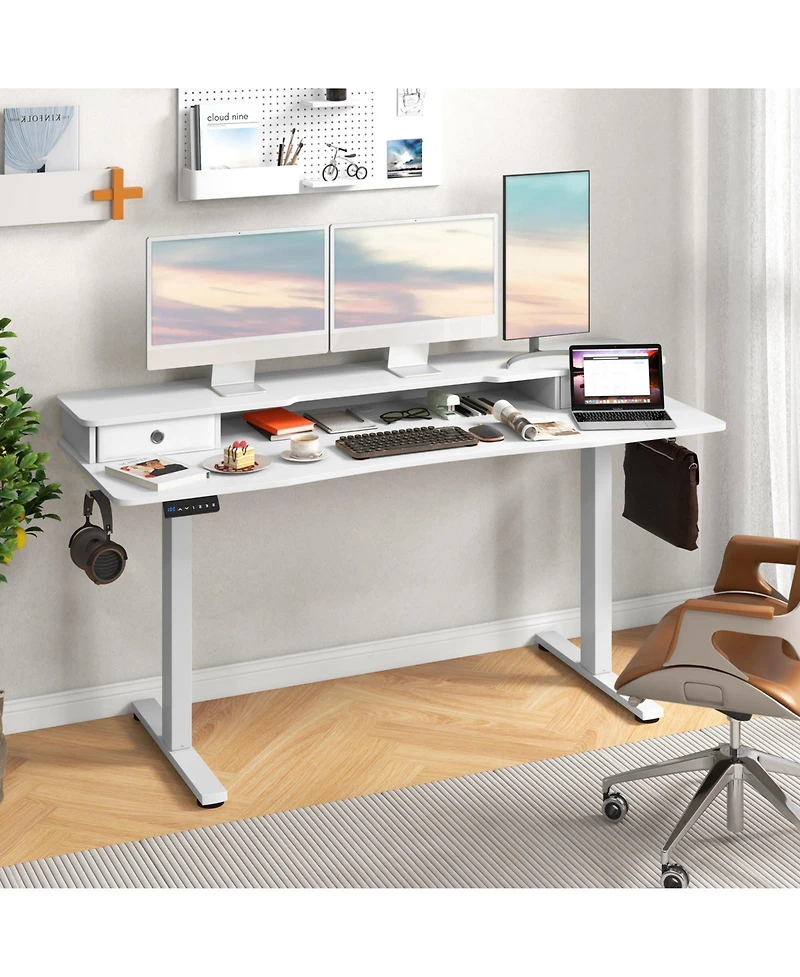 Sugift Electric Standing Desk with Two Drawers for Home Office