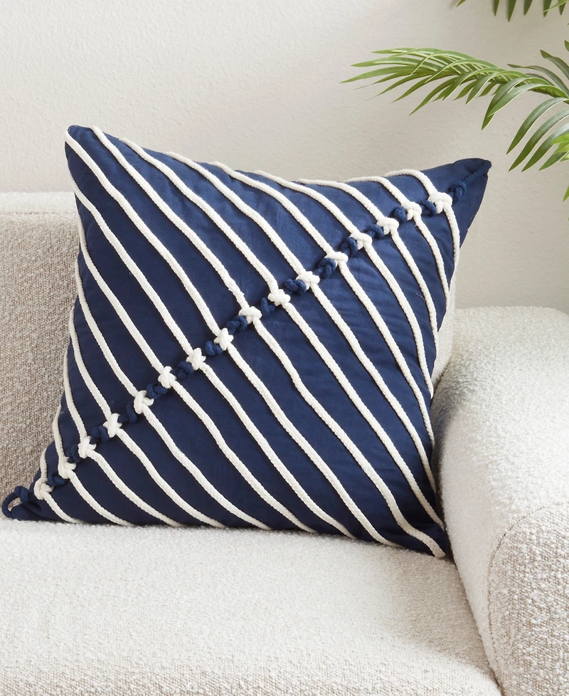 Saro Lifestyle Rope Stitch Stripe Decorative Pillow, 20" x 20"
