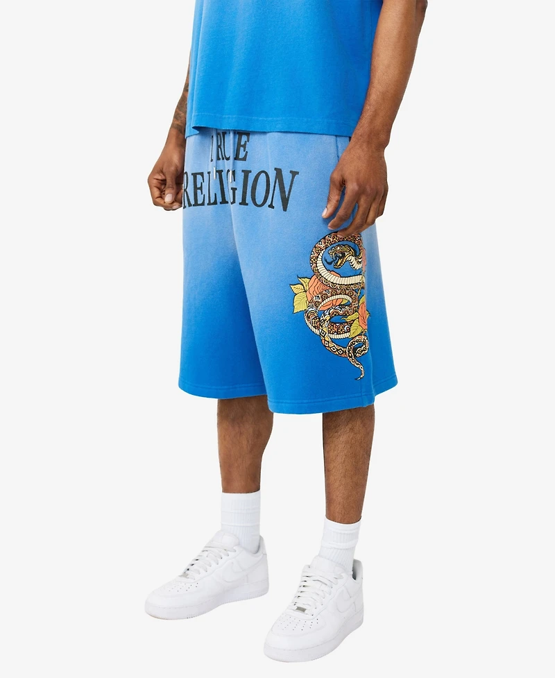 True Religion Men's Mikey Floral Snake Sweat Shorts