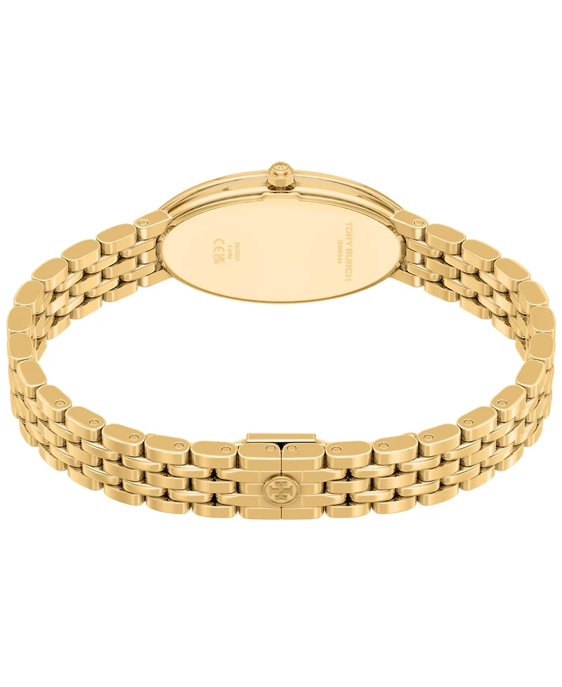Tory Burch Women's The Oval Elongated Quartz Two-Hand Gold Stainless Steel Watch, 22mm