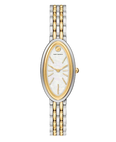 Tory Burch Women's The Oval Elongated Quartz Two-Hand Two-Tone Stainless Steel Watch, 22mm