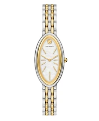 Tory Burch Women's The Oval Elongated Quartz Two-Hand Two-Tone Stainless Steel Watch, 22mm