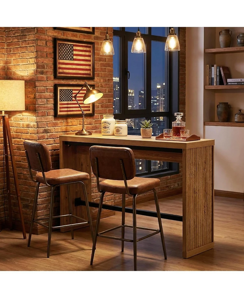 Tribesigns Bar Table, 55-Inch Counter Height Pub Table with Metal Footrest, Rectangular High Top Counter Dining Furniture