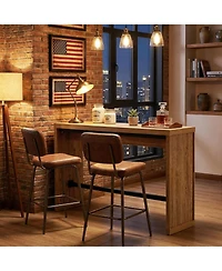 Tribesigns Bar Table, 55-Inch Counter Height Pub Table with Metal Footrest, Rectangular High Top Counter Dining Furniture