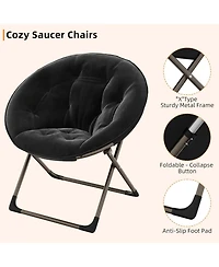 gaomon Oversized Faux Fur Foldable Saucer Chair with Sturdy Metal Frame, Comfy Lounge Chair for Adults