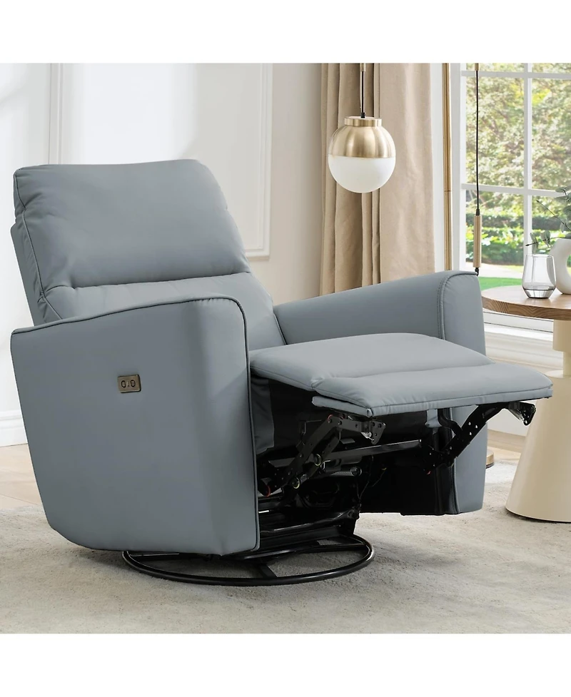 gaomon Power Recliner Swivel Rocking Glider Pu Leather Upholstered Nursery Chair