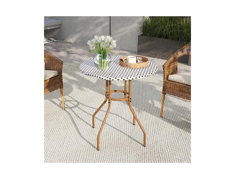 Slickblue 27.5 Inch Outdoor Bistro Table with Metal Frame