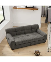 6thdruple 38 Inch Dog Sofa Bed, Green Linen with Armrest and Backrest for Large Medium Breeds