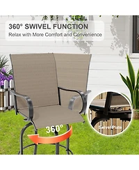 gaomon 4 Pcs Outdoor Swivel Bar Stools Set, All Weather High Back and Armrest Patio Chairs for Deck
