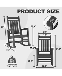 gaomon All-Weather Outdoor Rocker with High Back and Wide Seat, 350 lb Capacity, Stainless Steel Hardware, 80% Pre-Assembled