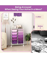 Sugift Fifteen Drawer Utility Rolling Storage Cart for Multi Use