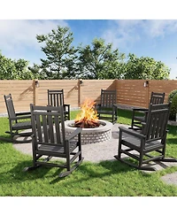 gaomon Poly Lumber Rocking Chair Outdoor Set of 6 - Hdpe High Back Porch Rocker Chairs for Adults - All Weather Resistant Furniture for Patio