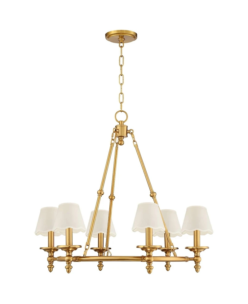 Stiffel Hartley 28"W Antique Gold 6-Light Chandelier with Shade