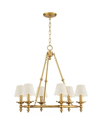 Stiffel Hartley 28"W Antique Gold 6-Light Chandelier with Shade