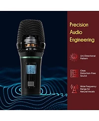 Pyle 4-Channel Wireless Microphone System with Handheld, Lavalier and Headset Mics PDWM4801