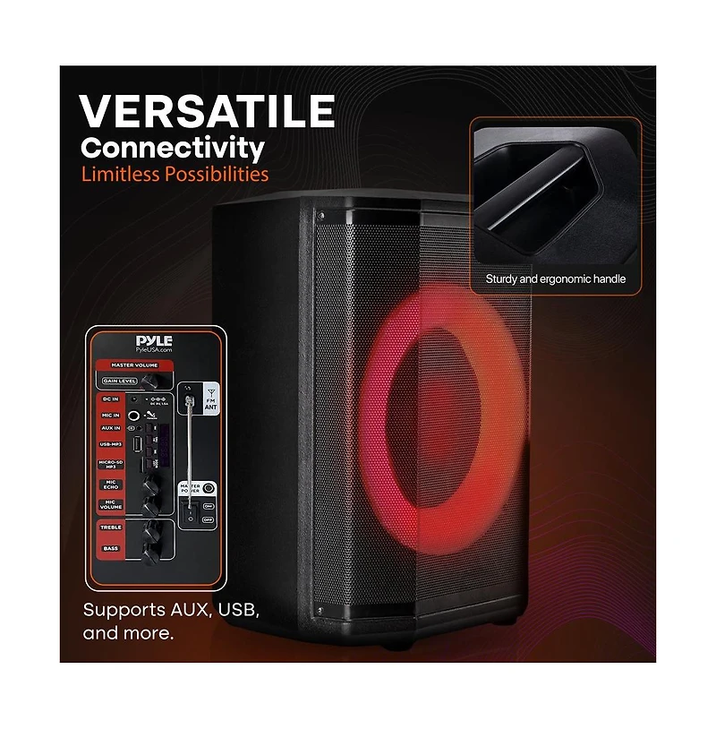 Pyle 8 True Wireless Stereo Speaker System with Led Lights and Tripod Stand (PPHP868STBG)