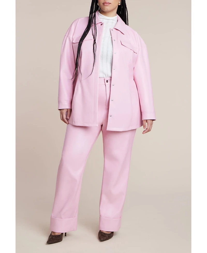 Eloquii Women's Plus Pocket Detail Faux Leather Jacket