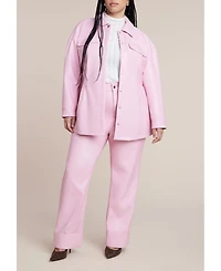 Eloquii Women's Plus Pocket Detail Faux Leather Jacket