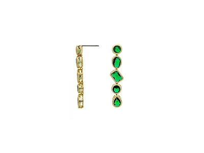 Rivka Friedman 18K Gold-Plated Bezel Set Multi-Shape Green Cz Drop Earrings