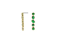 Rivka Friedman 18K Gold-Plated Bezel Set Multi-Shape Green Cz Drop Earrings