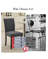 gaomon Set of 6 Linen Upholstered Parsons Dining Chairs with Nailhead Trim, Kitchen and Dining Room Seating