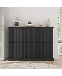 gaomon Fluted Shoe Cabinet with 4 Flip Drawers and Adjustable Removable Shelves, Freestanding Slim Organizer