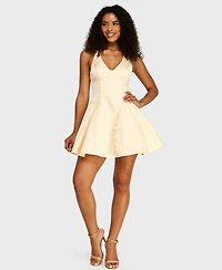 Alex & Sophia Women's Halter Neck Fit Flare Mini Dress