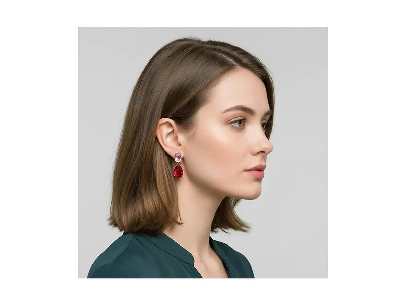 Rivka Friedman 18K Gold Plated Pink and Red Cubic Zirconia Drop Earrings