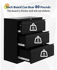 gaomon 3 Drawer Lateral File Cabinet with Lock, Heavy Duty Steel Office Storage for Letter/Legal/A4 Documents, Easy Assembly Space-Saving Design