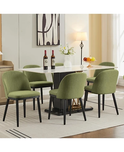 gaomon Modern Fabric Upholstered Wooden Dining Chairs Set with High Back and Deep Seat for Kitchen and Dining Room