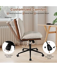 Sugift Armless Home Office Chair with Rocking Backrest Design