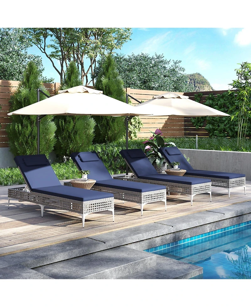 Sugift Patio Chaise Lounge Chair with Adjustable Backrest and Headrest