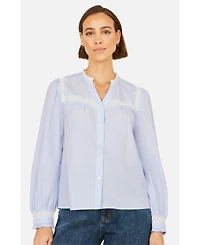 Yumi Women's Stripe Shirt With Lace Detail