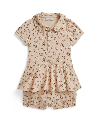 Polo Ralph Lauren Baby Girls' Floral Stretch Mesh Peplum Shortall