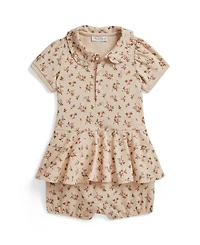 Polo Ralph Lauren Baby Girls' Floral Stretch Mesh Peplum Shortall