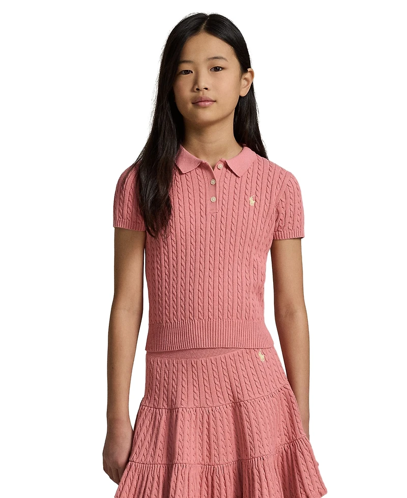 Polo Ralph Lauren Girls' 7-16 Mini-Cable Polo Sweater